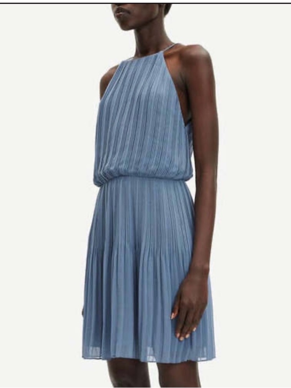 Feminine & Flirty, Light Blue Pleated Short Dress for Day or Evening